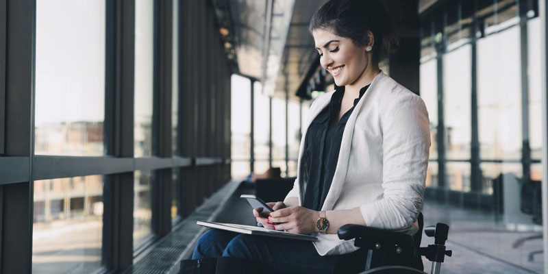 Smiling woman in wheelchair
